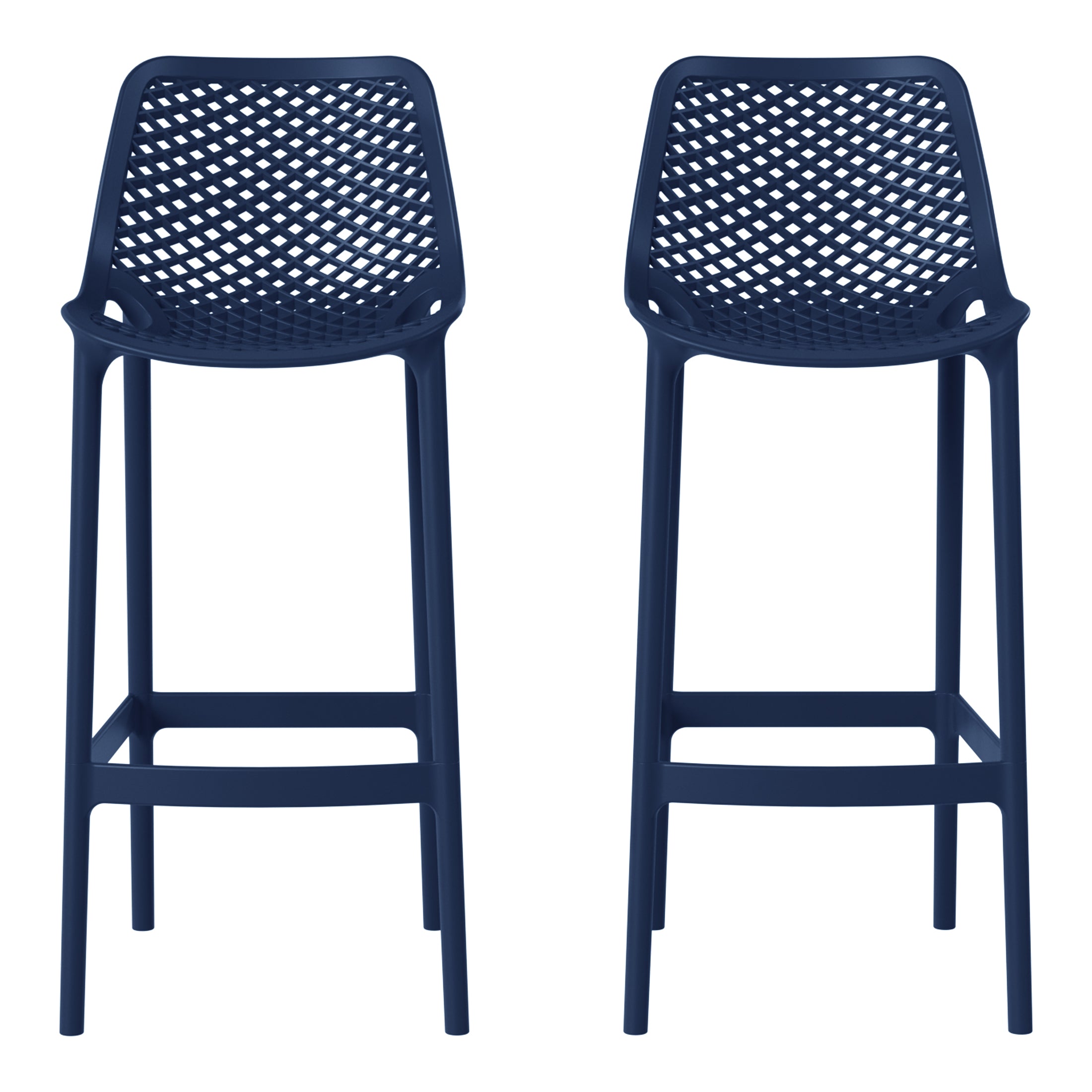 Playa 41.75" Outdoor Modern Polypropylene Plastic Patio Bar Height Stools (Set of 2)