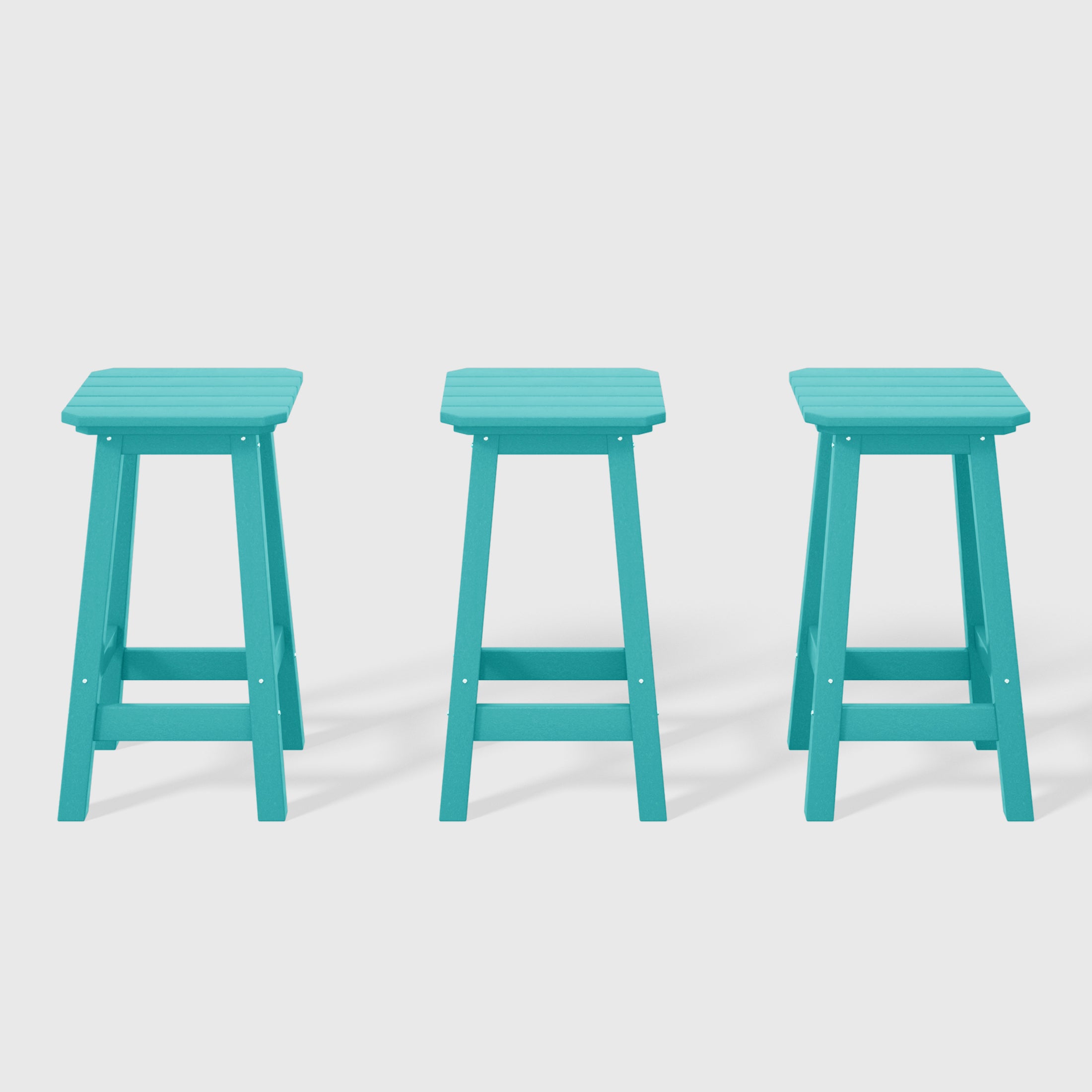 Malibu 24" HDPE Outdoor Patio Counter High Backless Square Bar Stools Set of Three