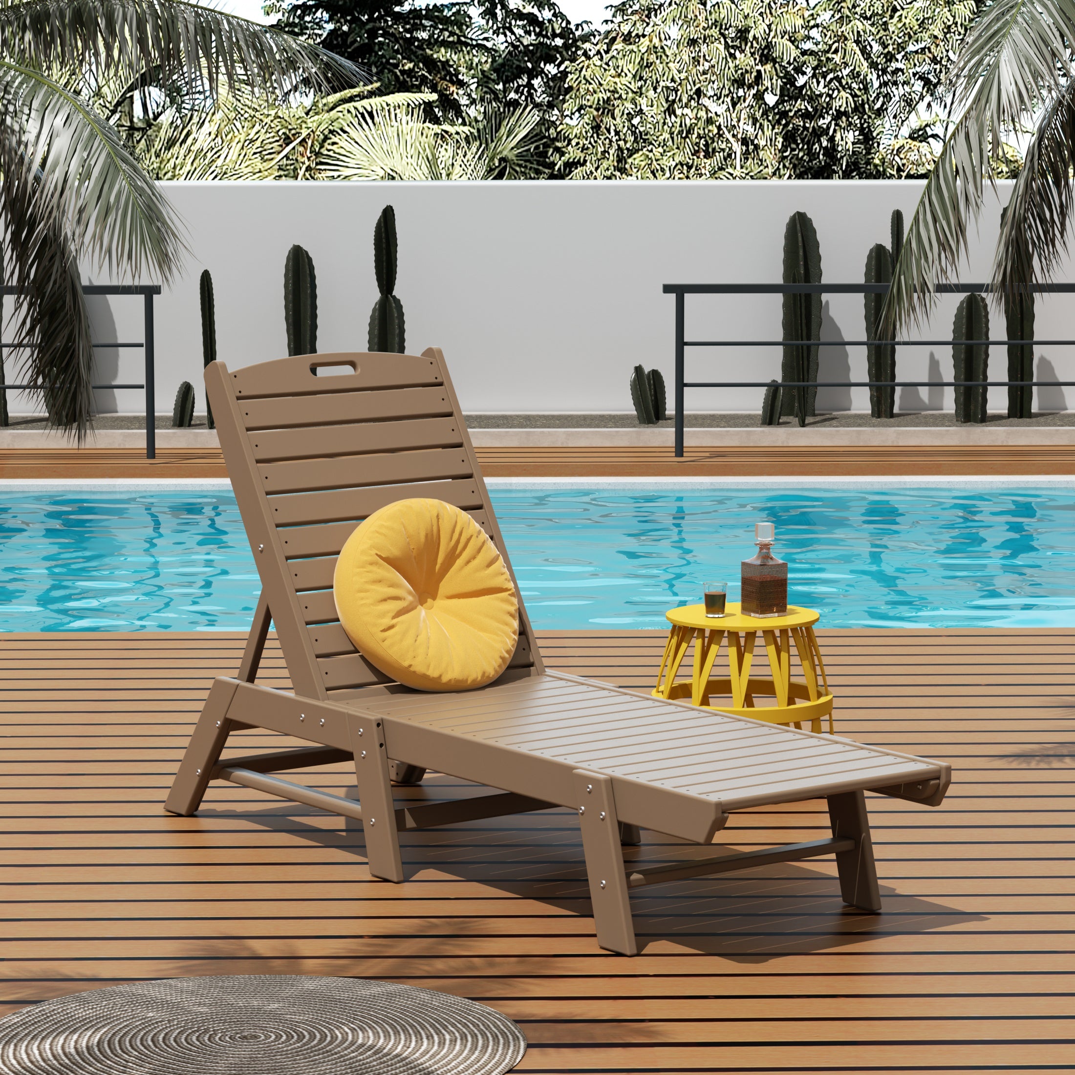 Malibu Poly Reclining Outdoor Patio Chaise Lounge Chair Adjustable