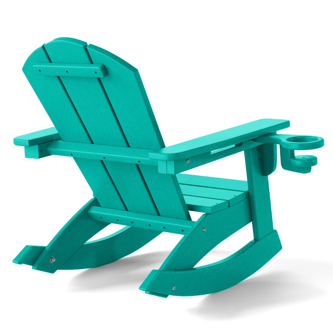 Malibu Outdoor HDPE Plastic Preschool Toddler Classic Adirondack Rocking Chairs (Set of 2)