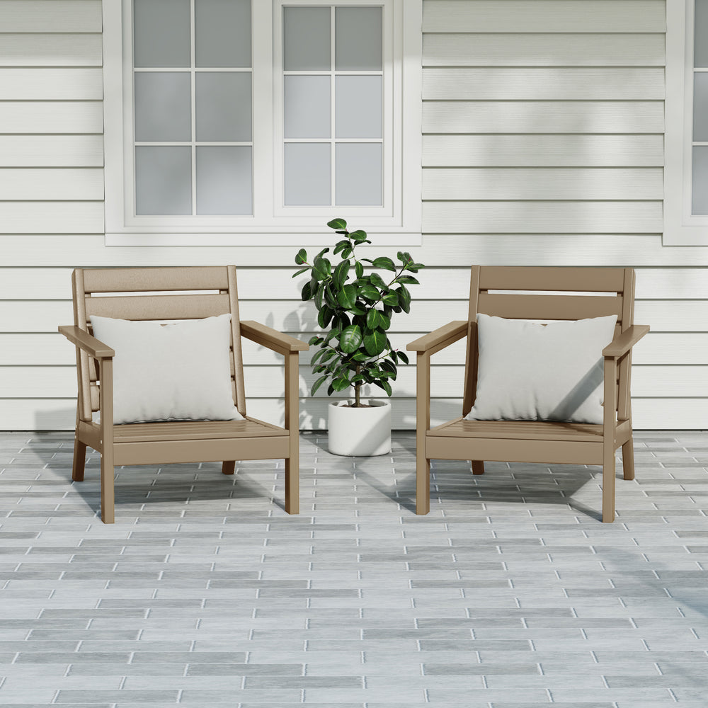 Avalon Outdoor Patio HDPE Deep Seating Armchair (Set of 2)