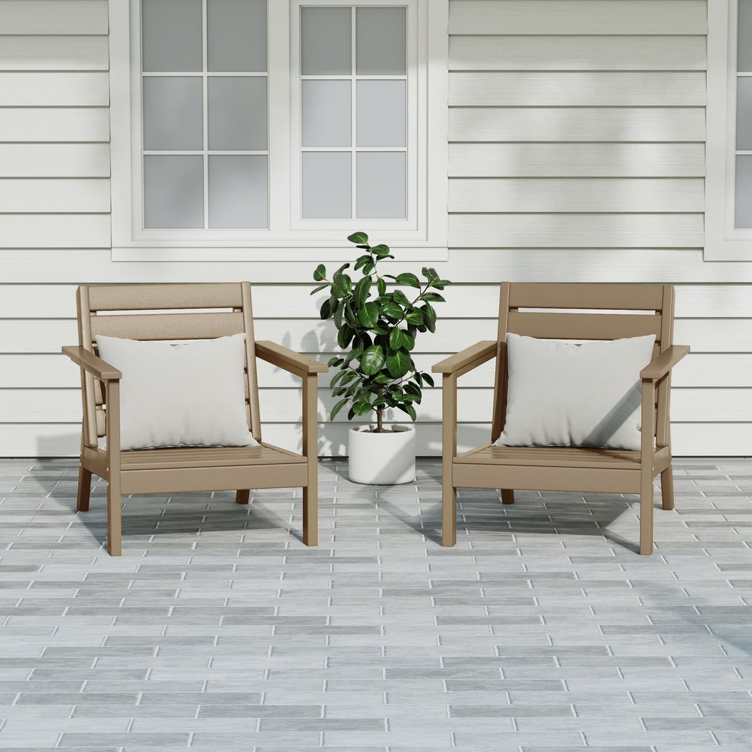 Avalon Outdoor Patio HDPE Deep Seating Armchair (Set of 2)