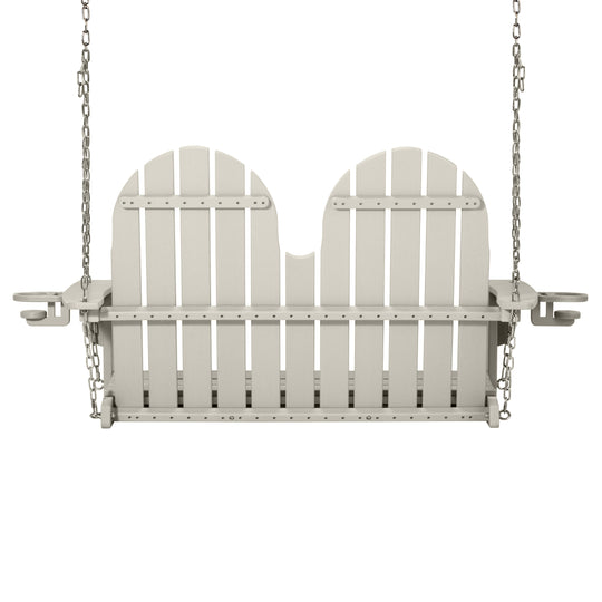 St. Augustine 4ft Outdoor HDPE Poly Farmhouse Hanging Porch Swing With Cup Holders