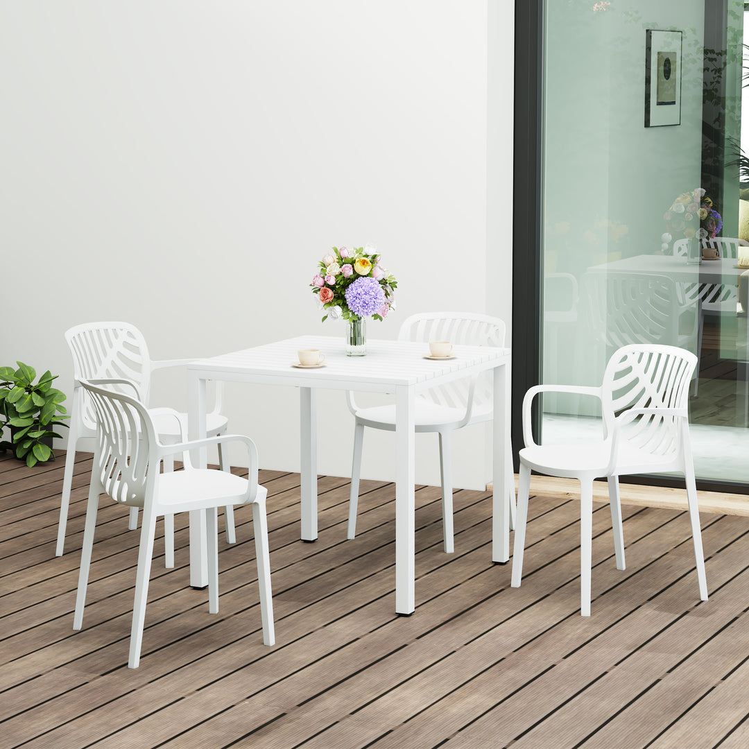 Playa 5-Piece Outdoor Square Dining Table Patio Set with Stackable Patio Dining Chairs