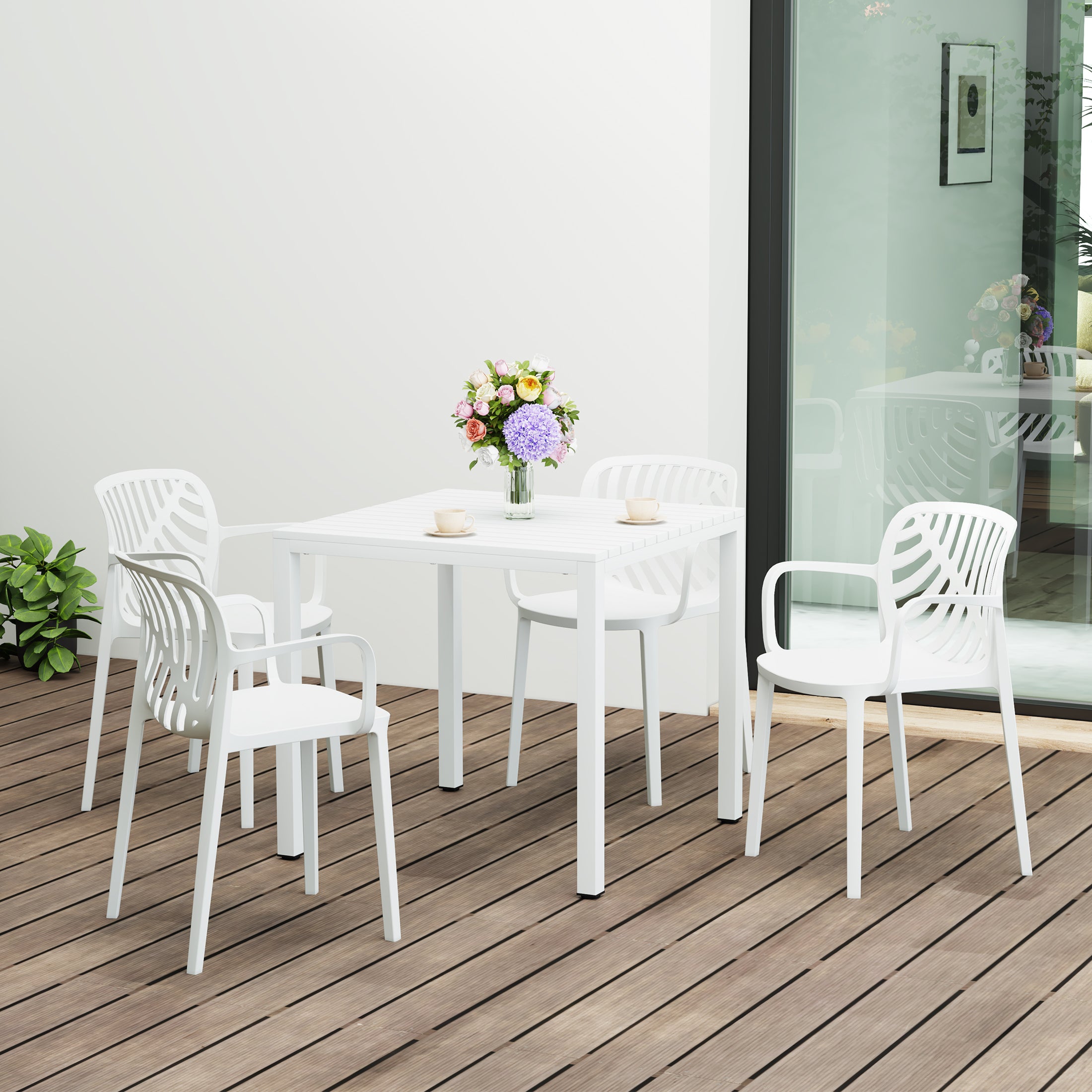 Playa 5-Piece Outdoor Square Dining Table Patio Set with Stackable Patio Dining Chairs