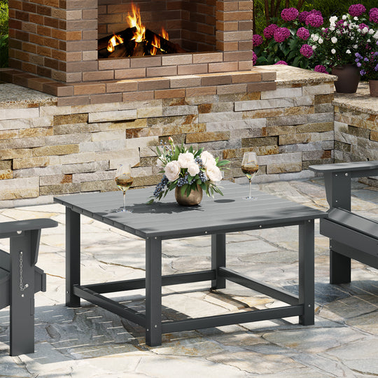 Malibu Low Outdoor HDPE Square Patio Coffee Table