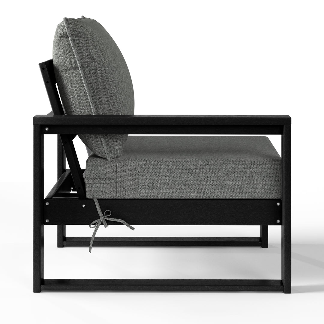 Outdoor HDPE Left Arm Sectional Patio Corner Club Chair with Patio Cushions