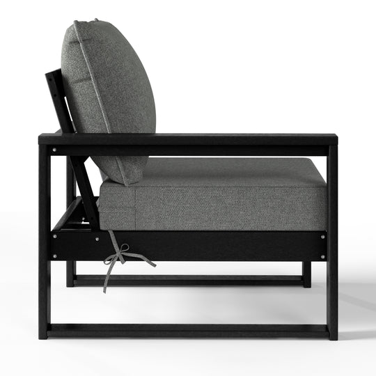 Outdoor HDPE Left Arm Sectional Patio Corner Club Chair with Patio Cushions