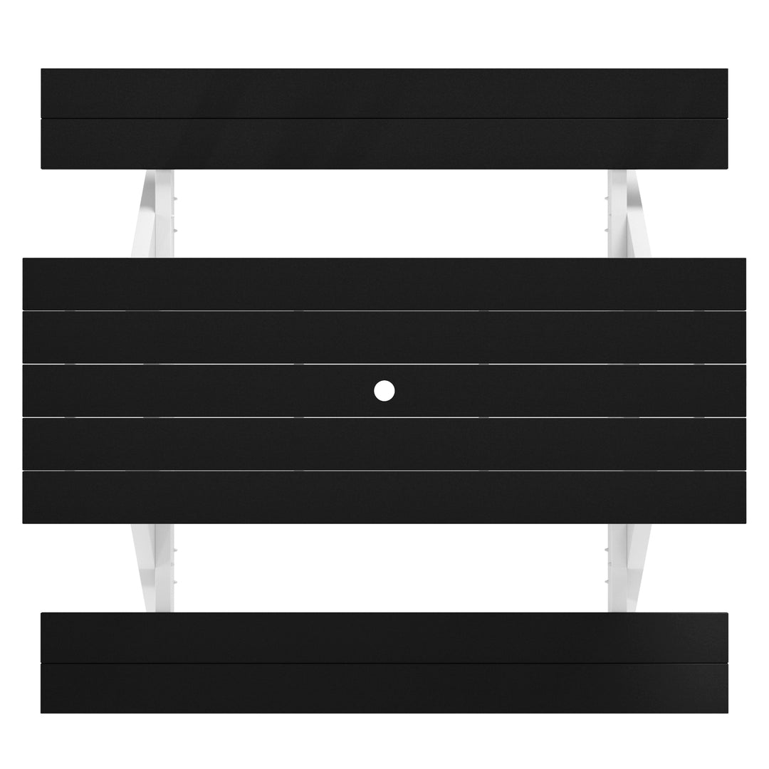 Greenville Outdoor 70" HDPE Plastic Picnic Table Bench With Umbrella Hole