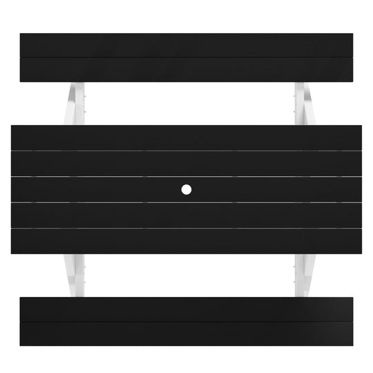 Greenville Outdoor 70" HDPE Plastic Picnic Table Bench With Umbrella Hole