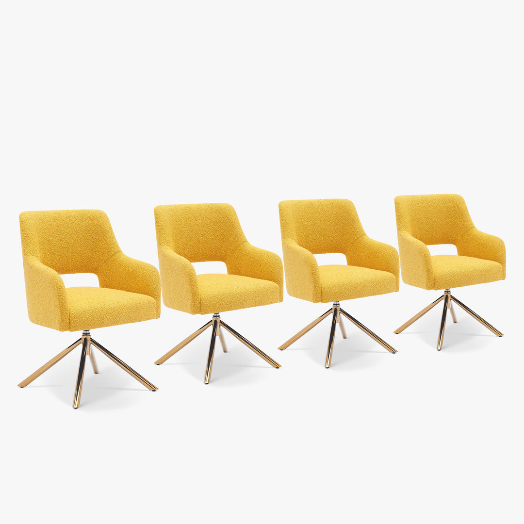 Genevieve Mid-Century Modern Wide Boucle Swivel Accent Arm Chair (Set of 4)