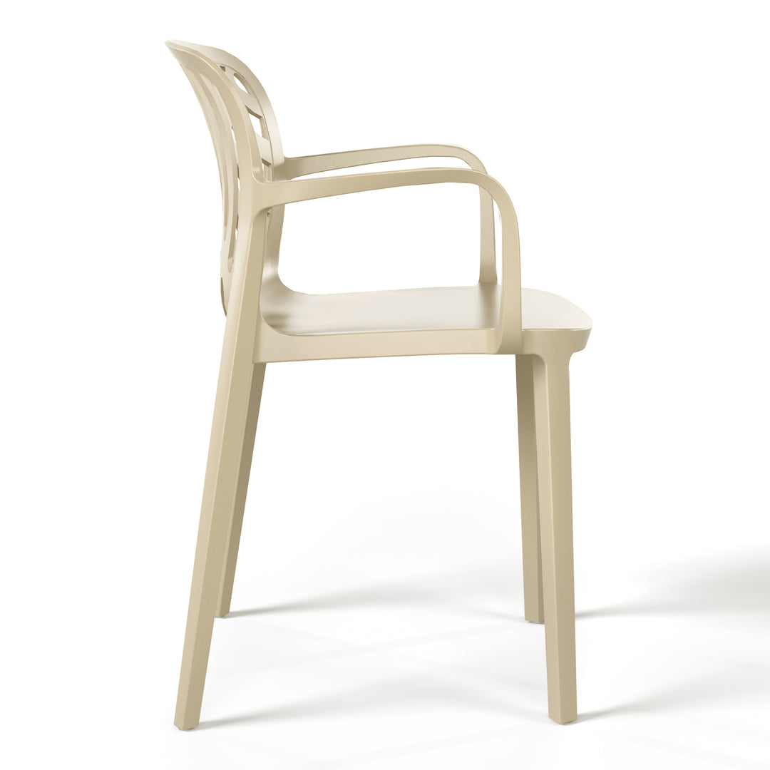 Playa Outdoor Modern Stackable Patio Dining Armchairs (Set of 2)