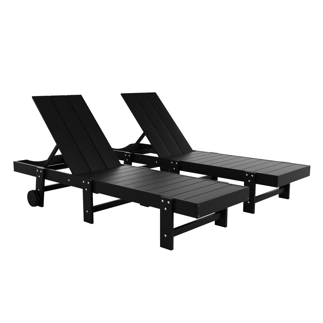 Ashore Modern Poly Reclining Chaise Lounge With Wheels