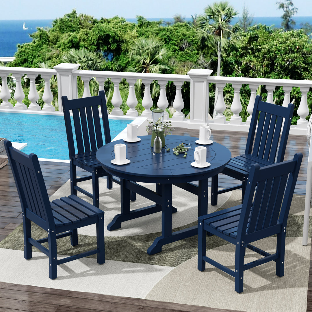 Malibu 5 Piece Outdoor Patio Dining Set Outdoor Round Table and Chair Set