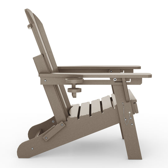 Malibu Folding Adjustable Adirondack Chair with Retractable Ottoman and Cup Holder (Set of 2)