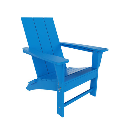 Ashore Modern Folding Poly Adirondack Chair With Round Fire Pit Table Set