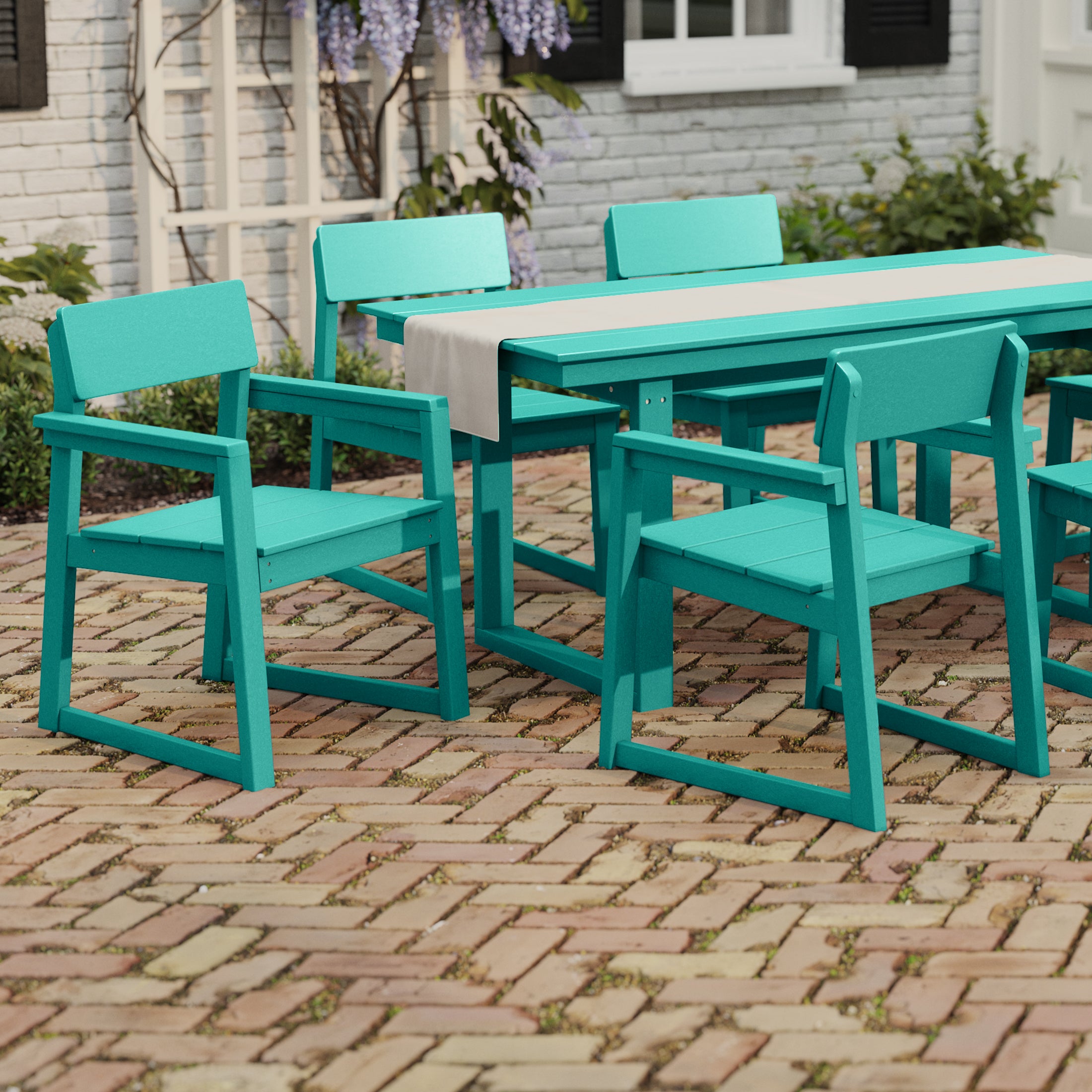Paloma Modern HDPE Outdoor Patio Dining Arm Chairs (Set of 2)