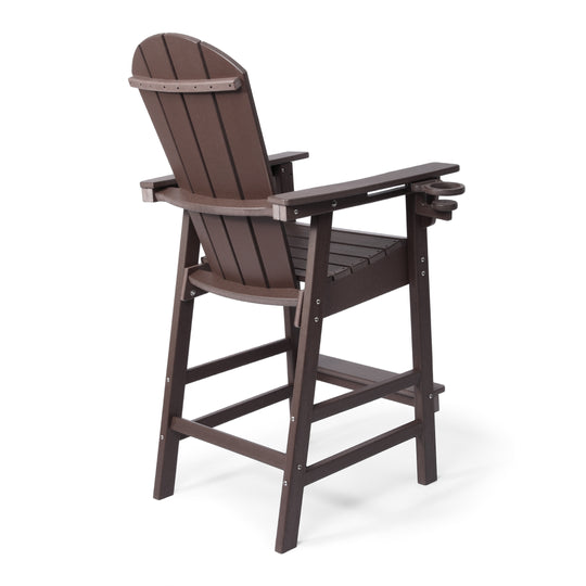 Malibu Outdoor HDPE Tall Adirondack Bar Height Chair With Cup Holder