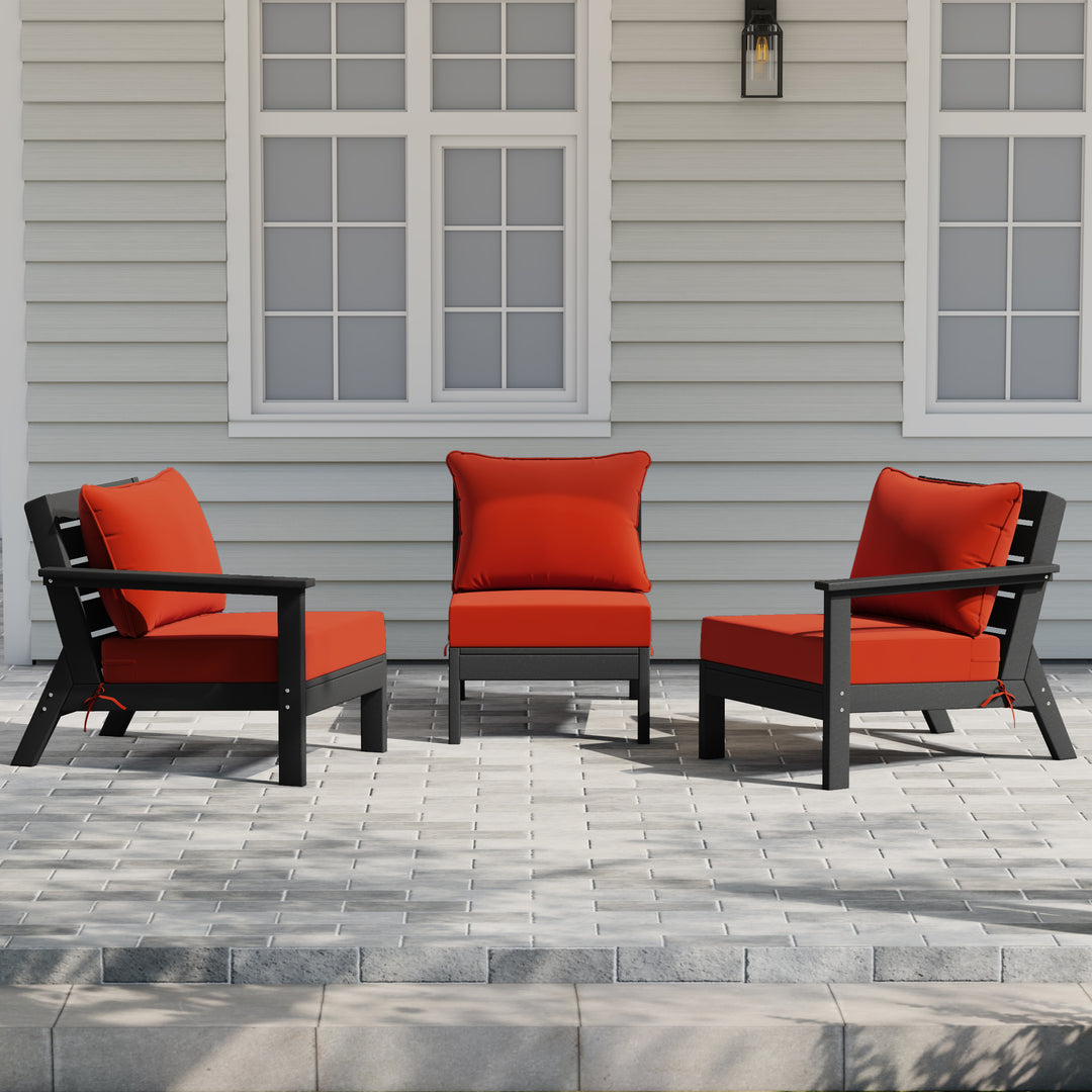 Avalon Outdoor Patio HDPE Sectional Sofa with Patio Cushions