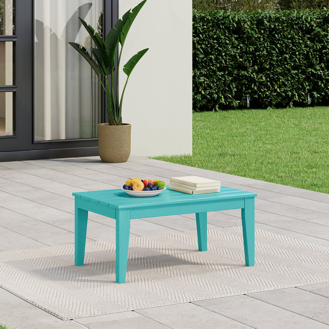 Malibu Low Outdoor HDPE Patio Rectangle Coffee Table