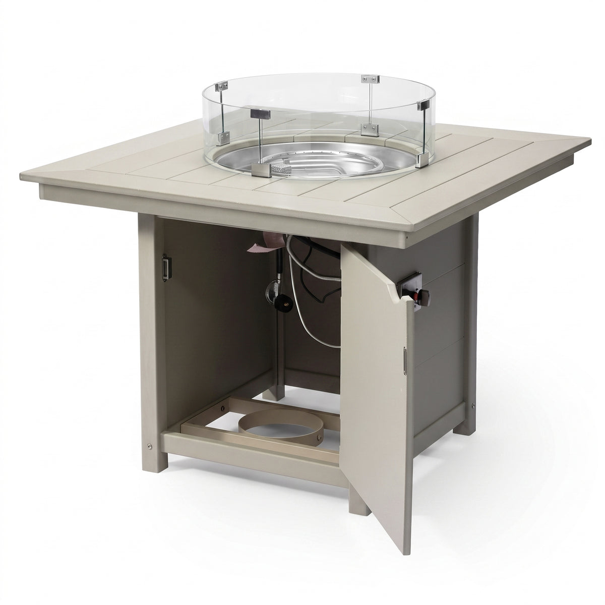 Helios Modern Outdoor Patio Propane 42" Square Fire Pit Table