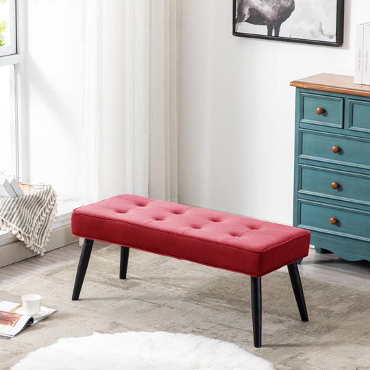 Wordford Button Tufted Velvet Upholstered Accent Bench