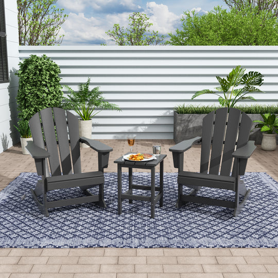 Malibu Westintrends 3-Piece set Outdoor / Patio Poly Adirondack rocking chairs with a side table ( 2 seater )