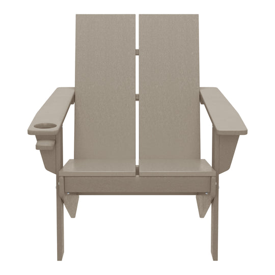 Riviera Outdoor HDPE Modern Adirondack Chair with Cup Holder (Set of 4)