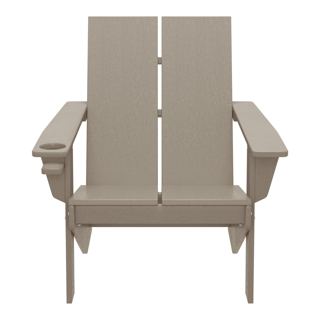 Riviera Outdoor HDPE Modern Adirondack Chair with Cup Holder (Set of 4)