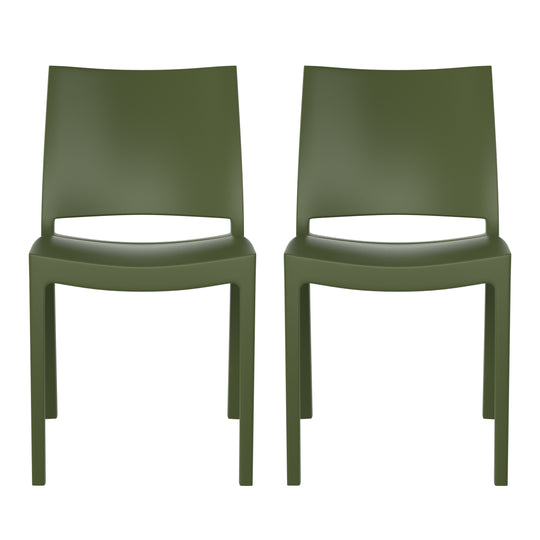 Playa Modern Polypropylene Stackable Plastic Patio Dining Chair (Set of 2)