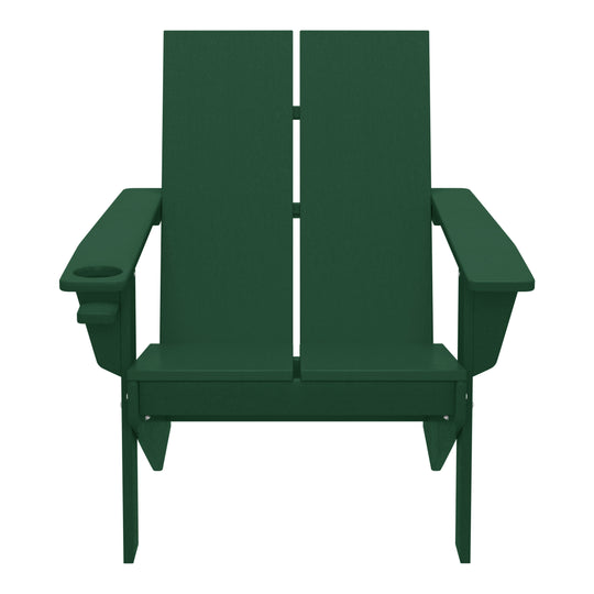 Riviera Outdoor HDPE Modern Adirondack Chair with Cup Holder (Set of 4)