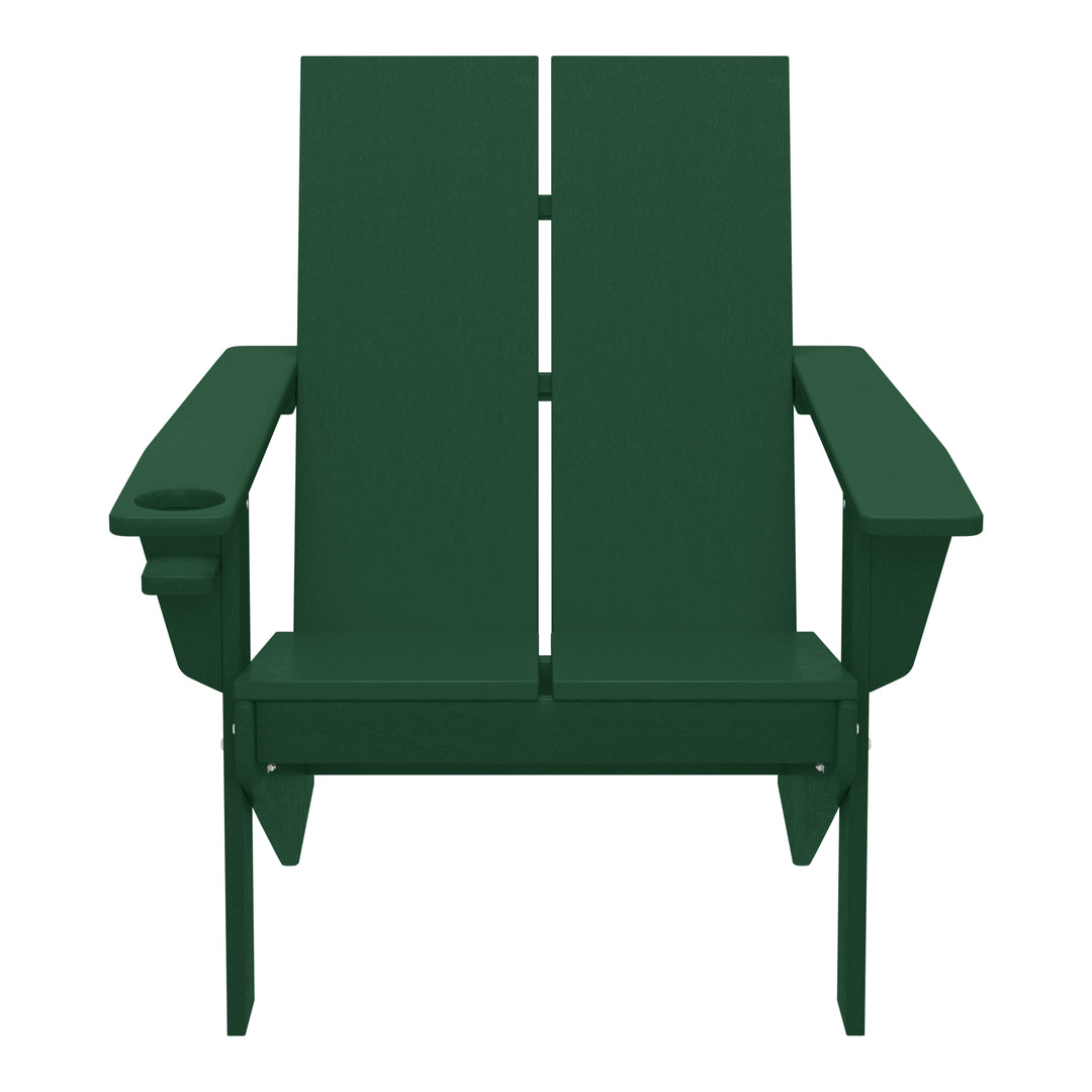 Riviera Outdoor HDPE Modern Adirondack Chair with Cup Holder (Set of 4)