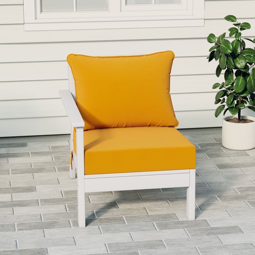 Avalon Outdoor Patio HDPE Left Arm Sectional Corner Club Chair with Patio Cushions