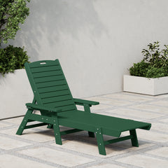 Malibu reclining chaise lounge in Dark Green styled outdoors