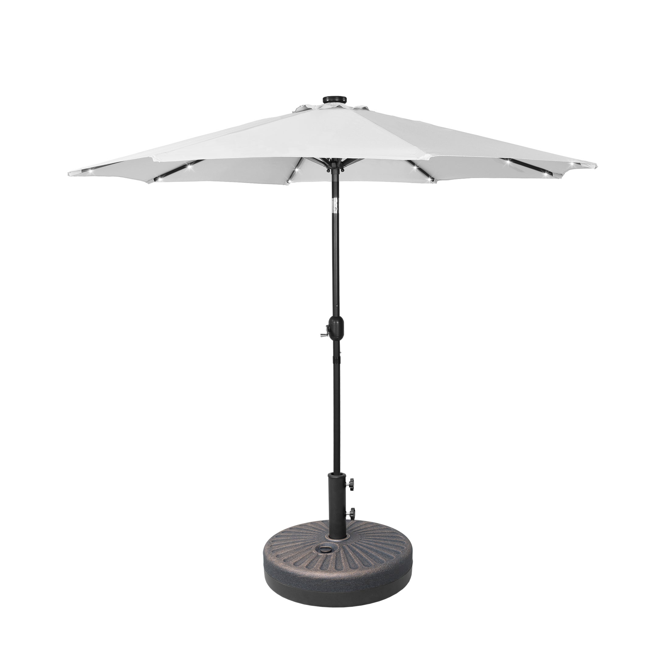 Cyrus 9 ft. Patio Solar LED Market Patio Umbrella with Base
