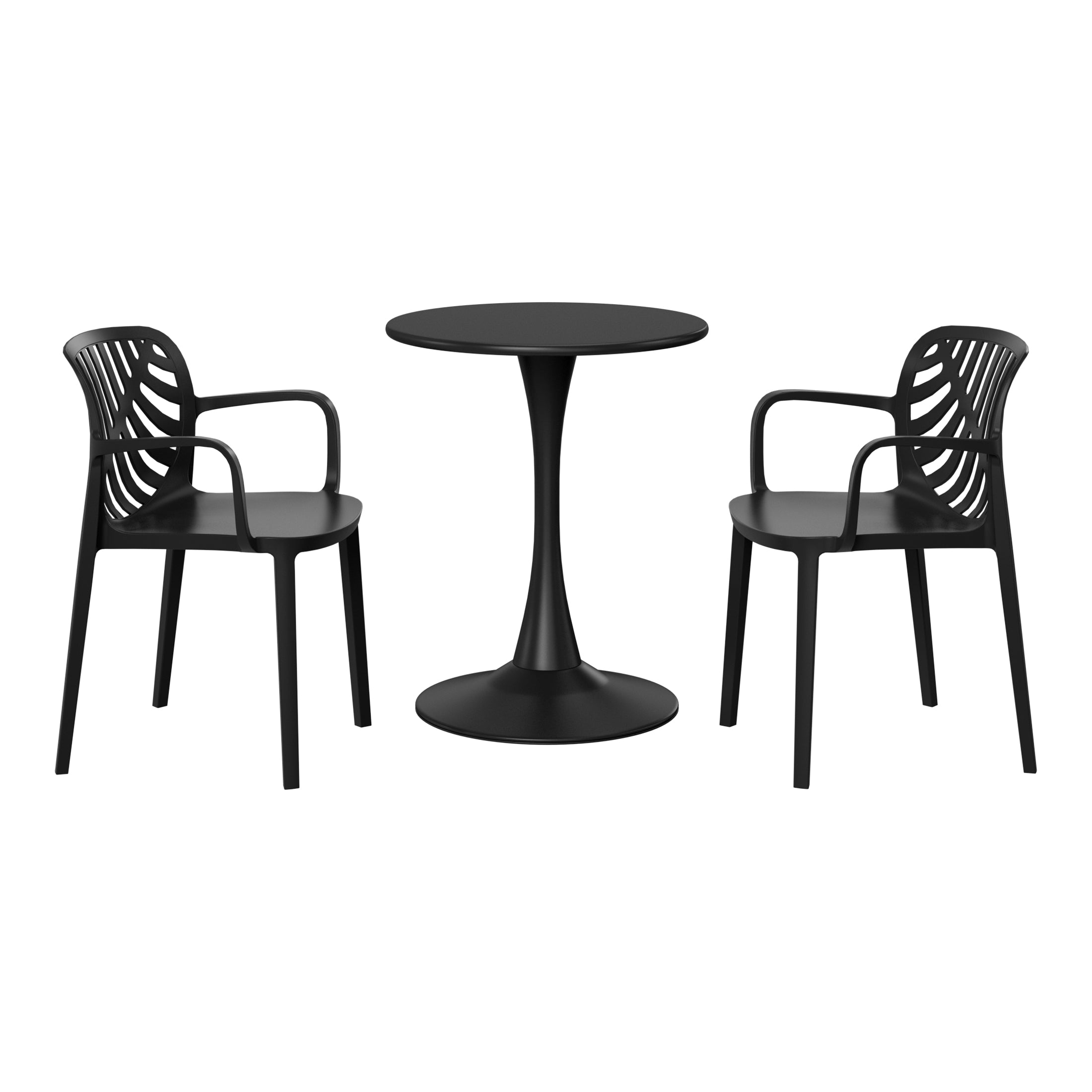 Playa 3-Piece Outdoor Indoor Metal Patio Dining Table Set With Stackable Patio Chairs