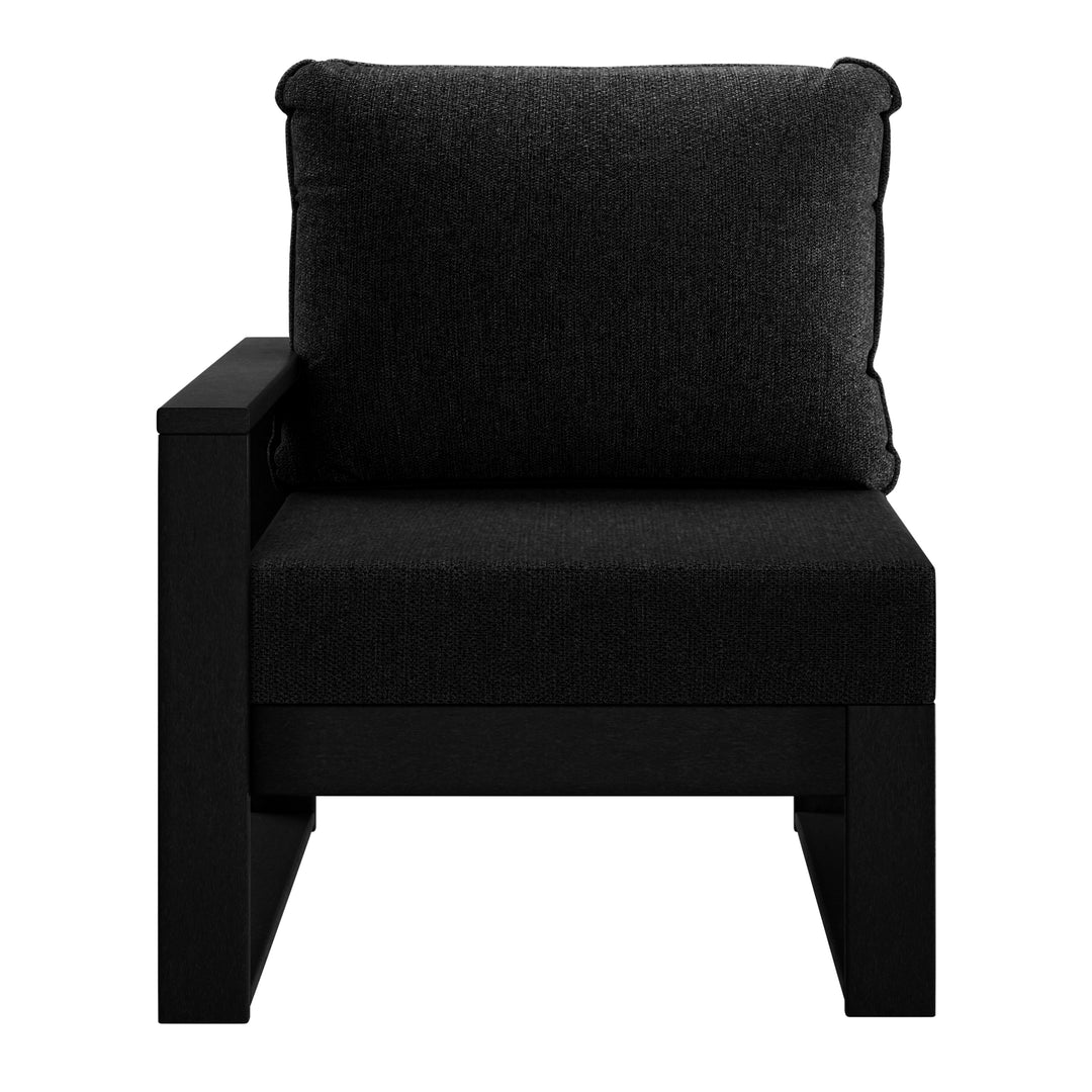 Outdoor HDPE Left Arm Sectional Patio Corner Club Chair with Patio Cushions