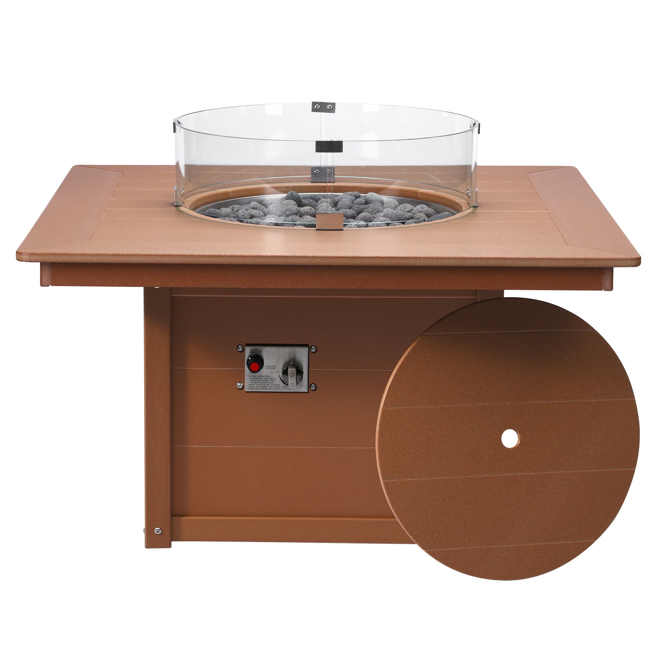 Helios 42" Modern Outdoor Patio Propane Square Fire Pit Table