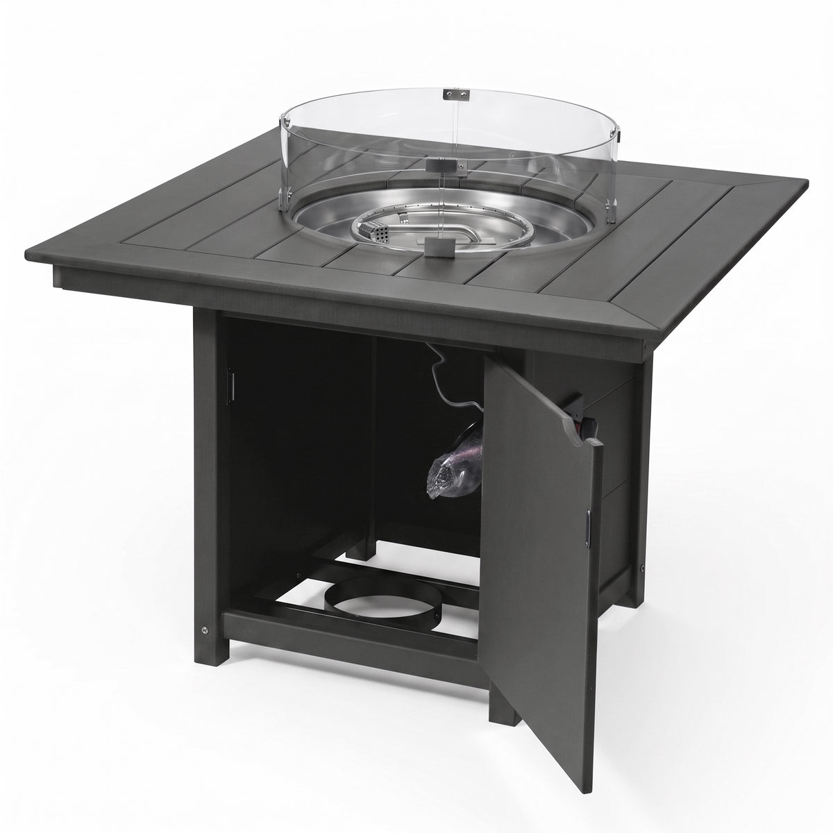Helios Modern Outdoor Patio Propane 42" Square Fire Pit Table