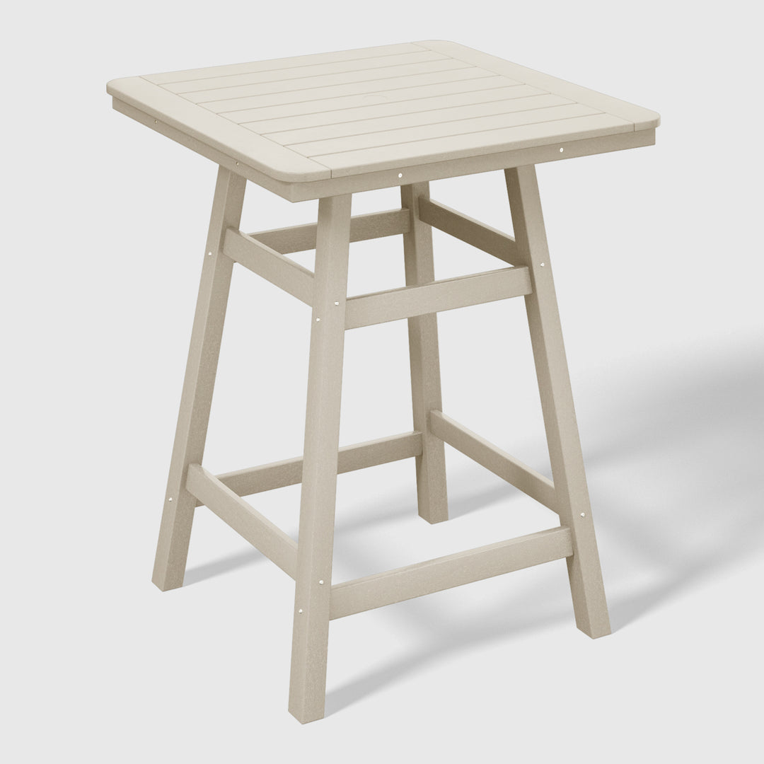 Malibu 30" Square Outdoor Patio Counter High Bistro Bar Table With Umbrella Hole