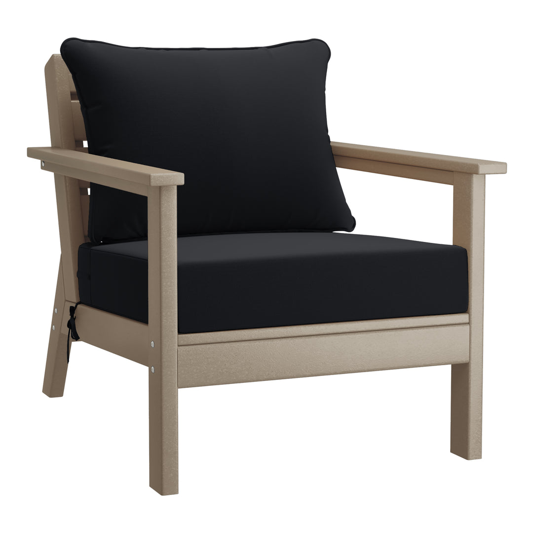Avalon Outdoor Modern HDPE Patio Club Chairs with Deep Seat Cushions (Set of 2)