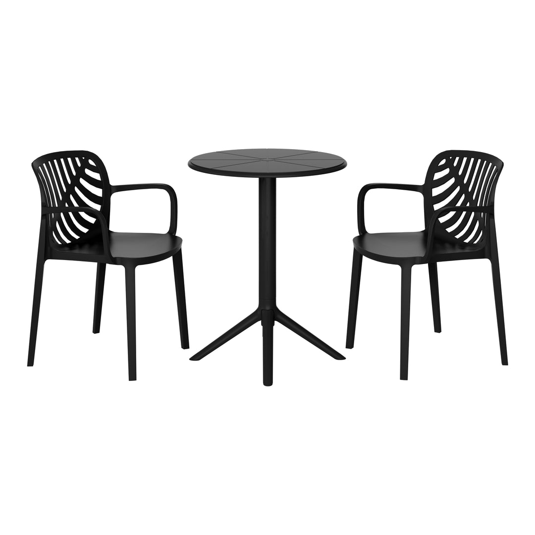 Playa 3-Piece Outdoor Resin Patio Bistro Table Set with Stackable Patio Dining Side Chairs For 2
