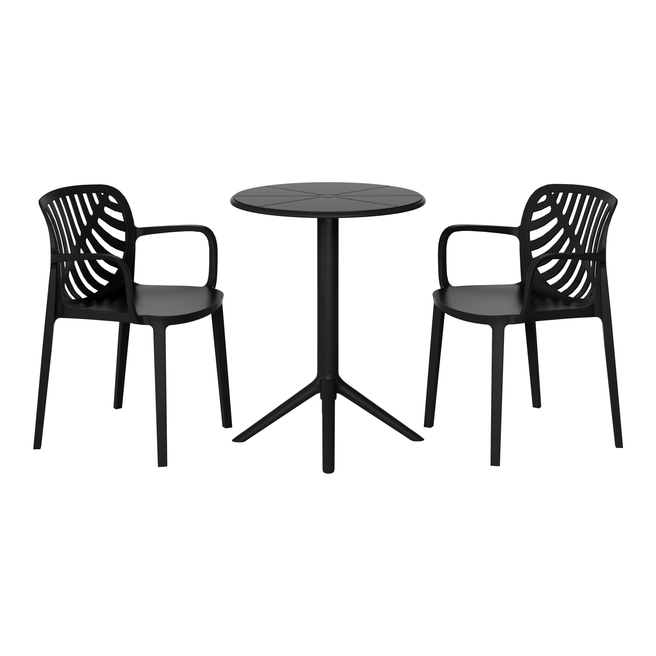 Playa 3-Piece Outdoor Resin Patio Bistro Table Set with Stackable Patio Dining Side Chairs For 2