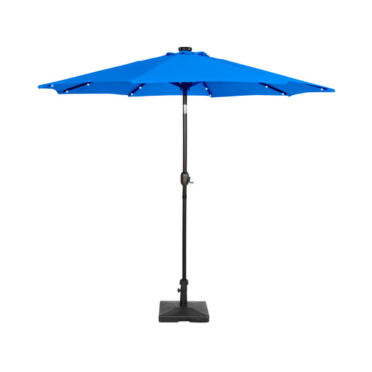 Cyrus 9 ft. Patio Solar Power LED Market Umbrella with Concrete Weight Base