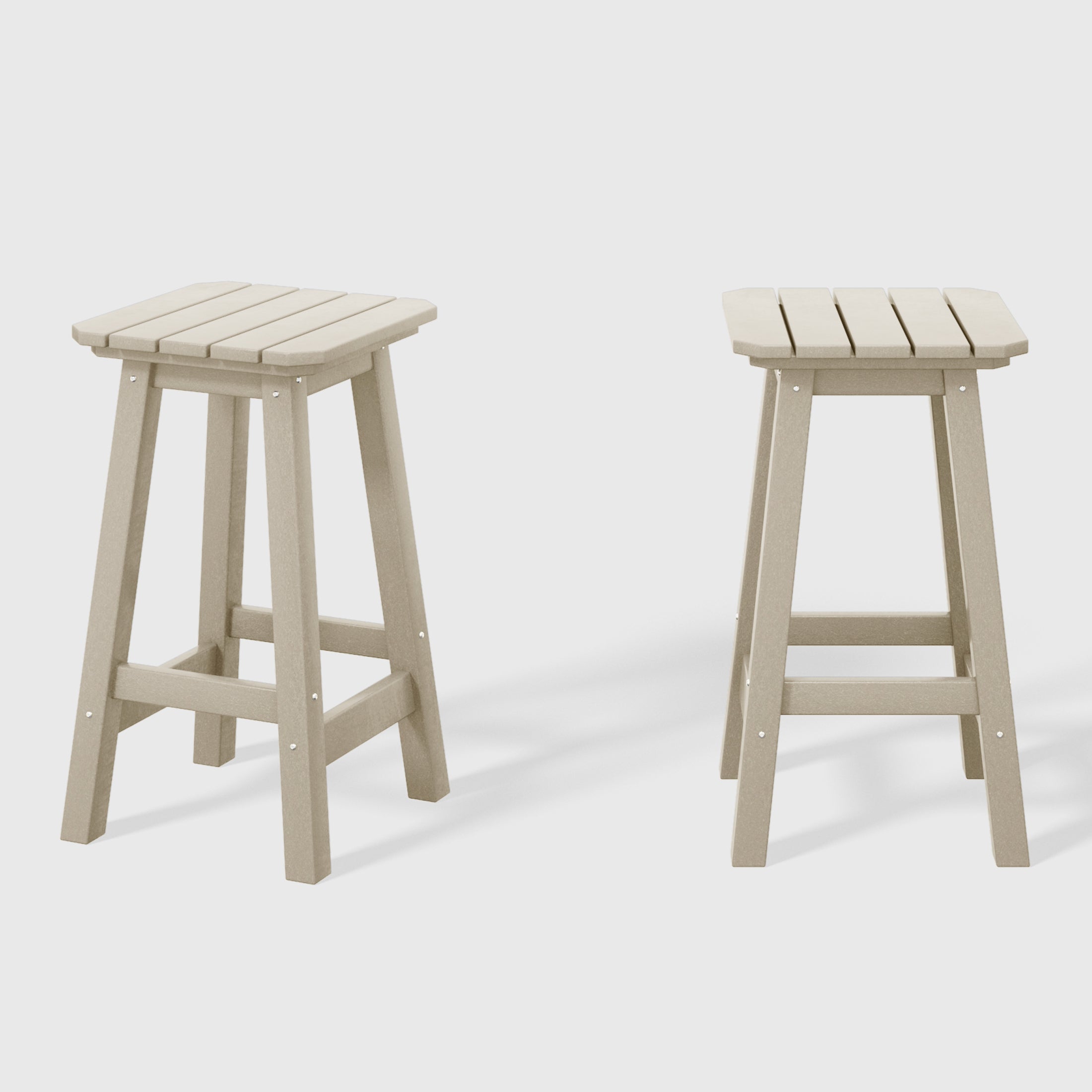 Malibu 24" HDPE Outdoor Patio Counter High Backless Square Bar Stools Set of 2