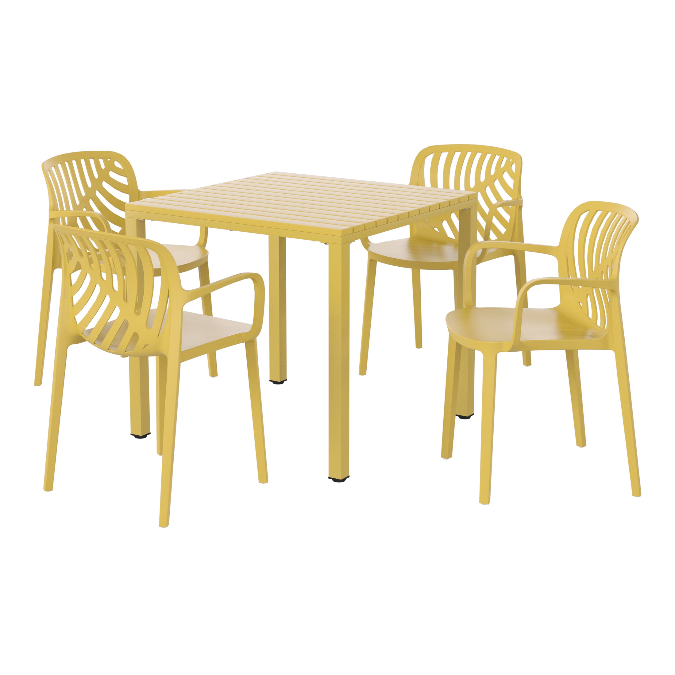 Playa 5-Piece Outdoor Square Dining Table Patio Set with Stackable Patio Dining Chairs