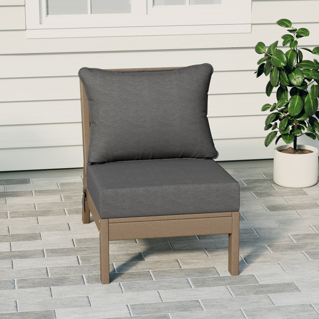 Avalon Outdoor HDPE Deep Seating Modular Armless Patio Chair with Patio Cushions