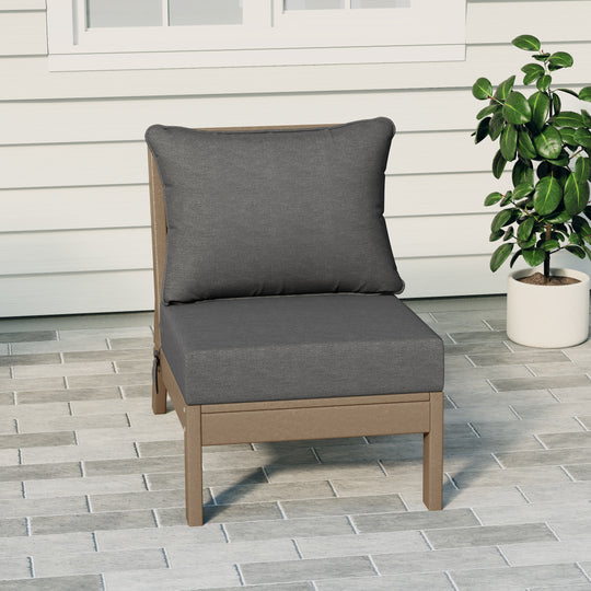 Avalon Outdoor HDPE Deep Seating Modular Armless Patio Chair with Patio Cushions