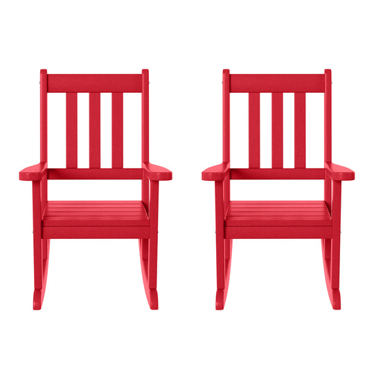 Malibu Outdoor HDPE Plastic Preschool Toddler Rocking Chairs (Set of 2)