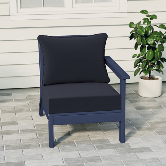 Avalon Outdoor Patio HDPE Right Arm Sectional Corner Club Chair with Patio Cushions